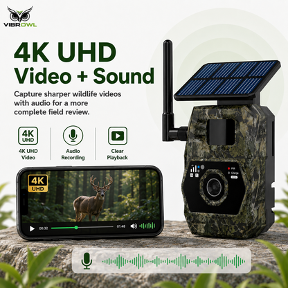 VIBROWL Cam AI 4G Solar Trail Camera