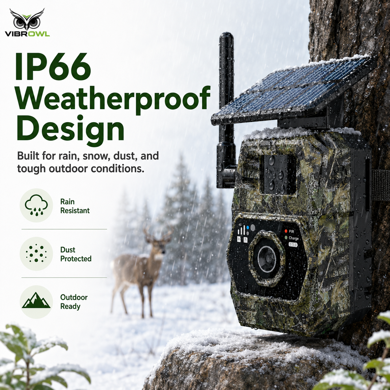 VIBROWL Cam AI 4G Solar Trail Camera