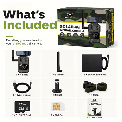 VIBROWL Cam AI 4G Solar Trail Camera